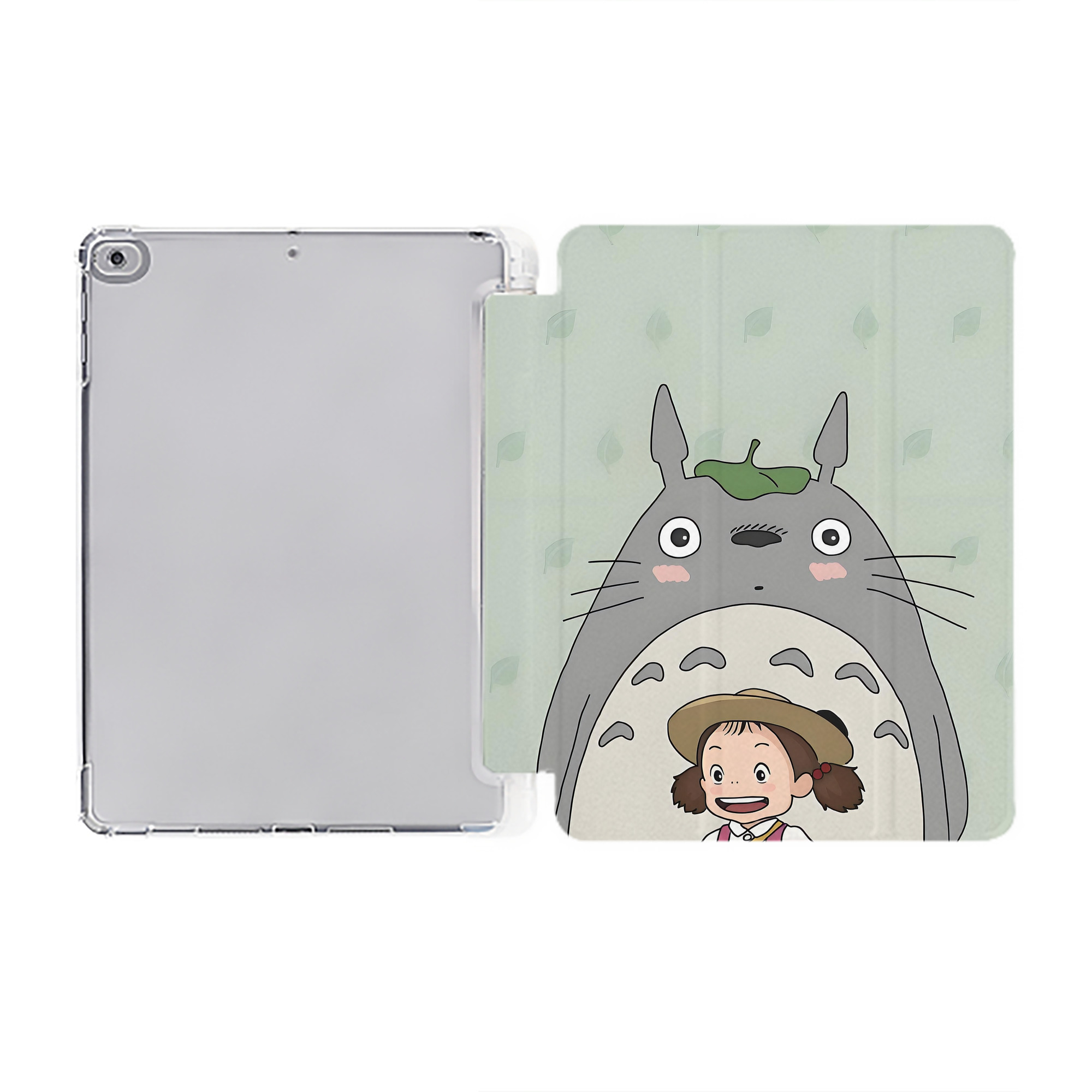 （画像用） となりのトトロ 草壁メイ 草壁サツキ My Neighbor Totoro Satsuki Kusakabe Mei Kusakabe IPad ケース ペン収納付き 三つ折りスタンド PUレザー×シリコン 対応機種9.5/10.5/10.9インチ